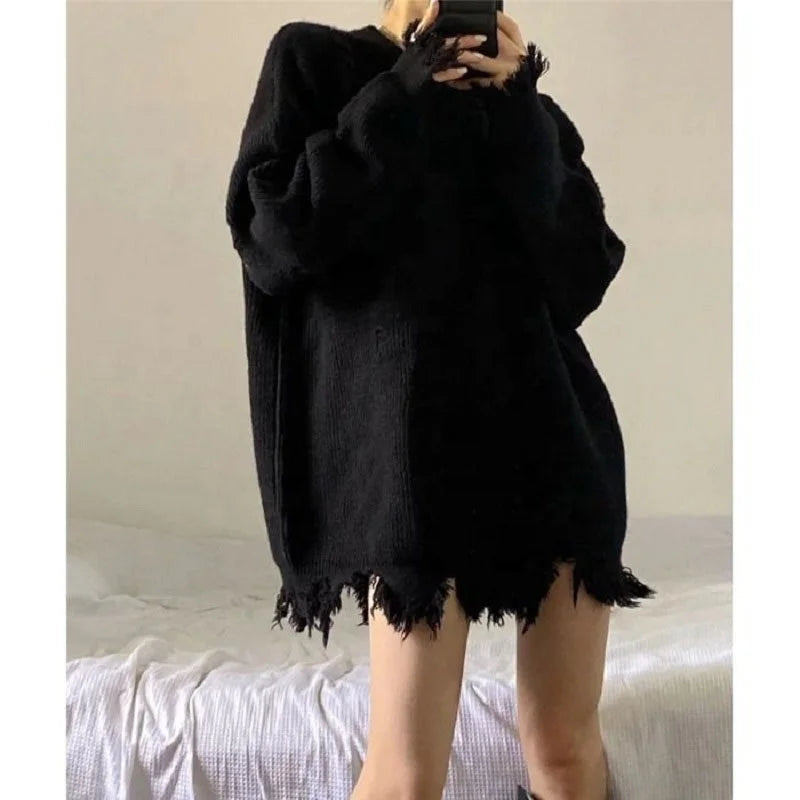 Distressed Knit Sweater Dress