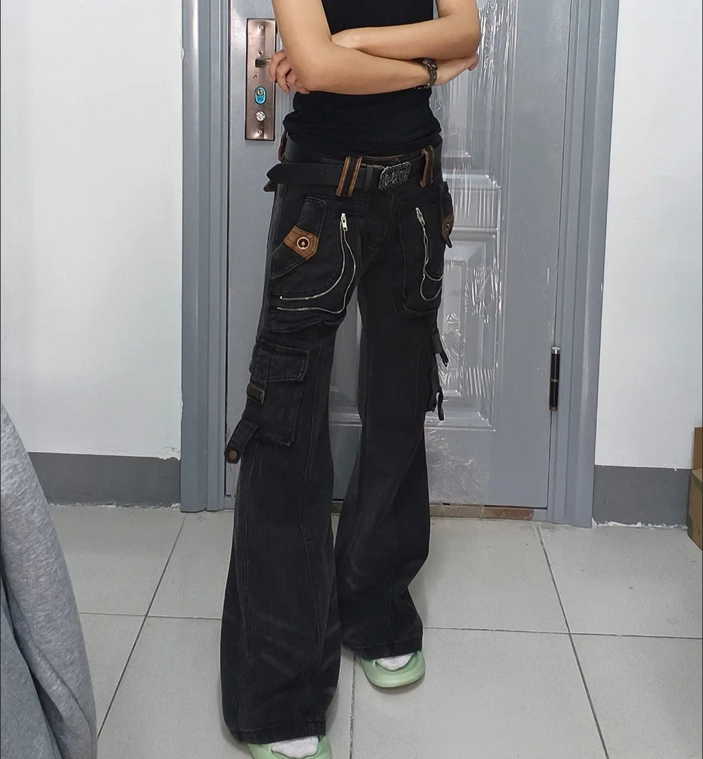 Girly Pop Flared Cargo Pants