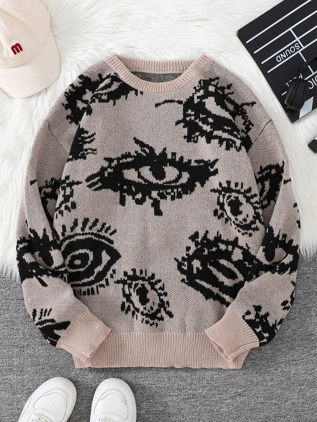 Abstract Eye Jacquard Sweater