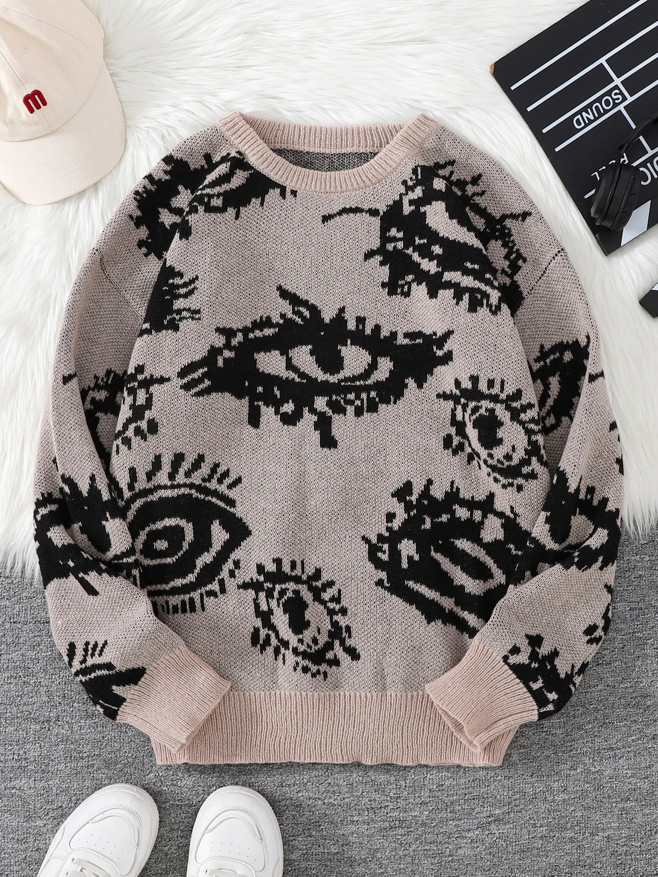 Abstract Eye Jacquard Sweater