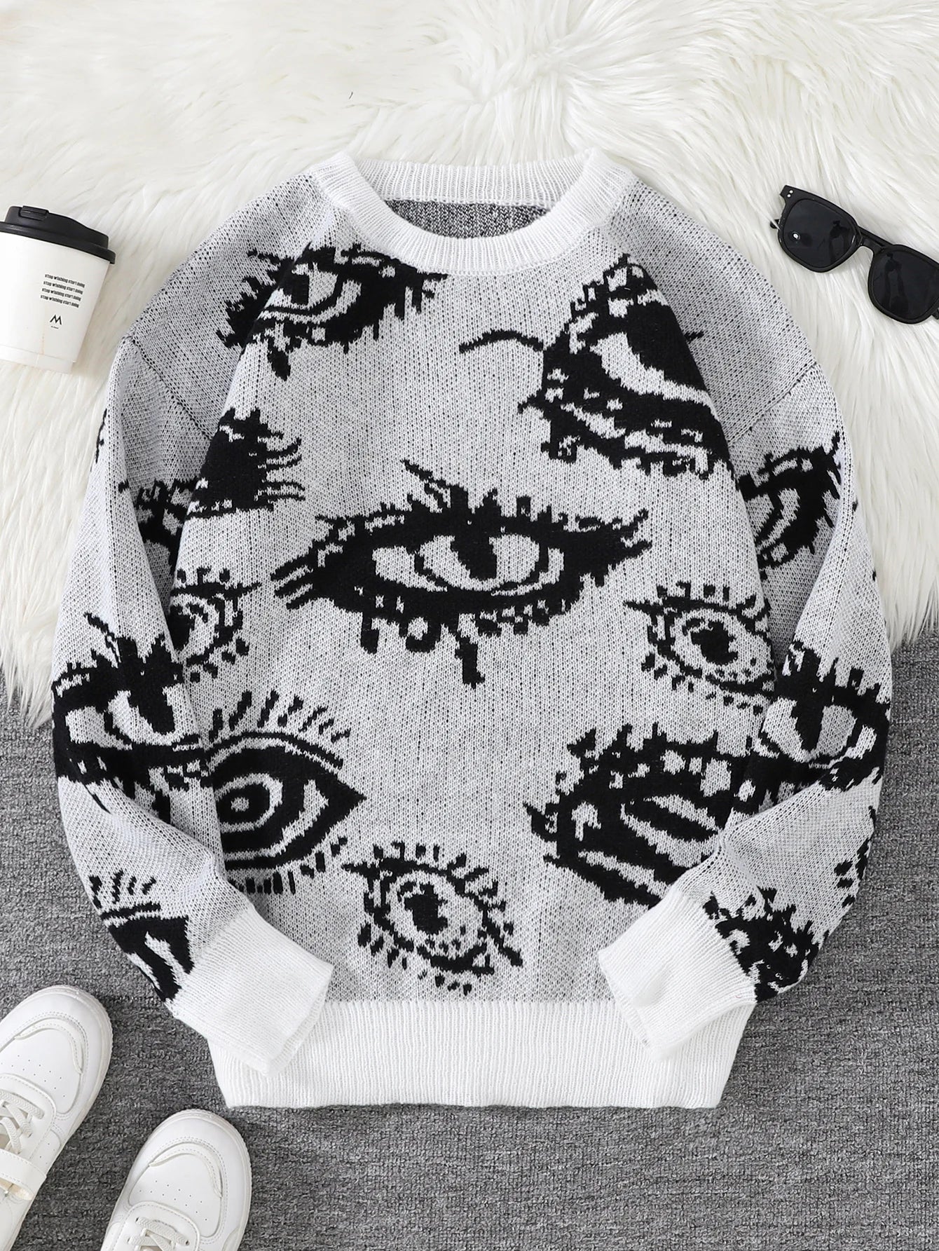 Abstract Eye Jacquard Sweater