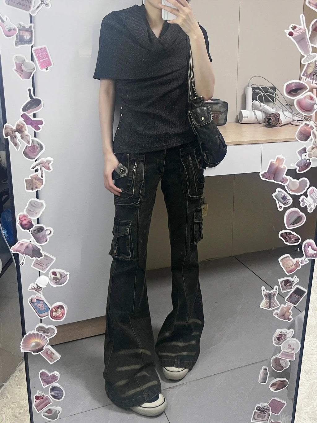 Girly Pop Flared Cargo Pants