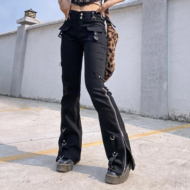 Low Waist Mall Emo Zipper Jeans