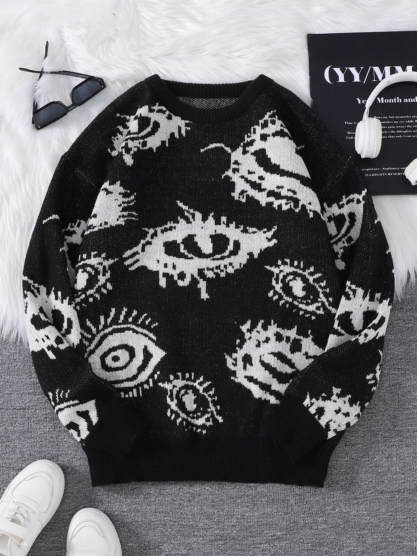 Abstract Eye Jacquard Sweater