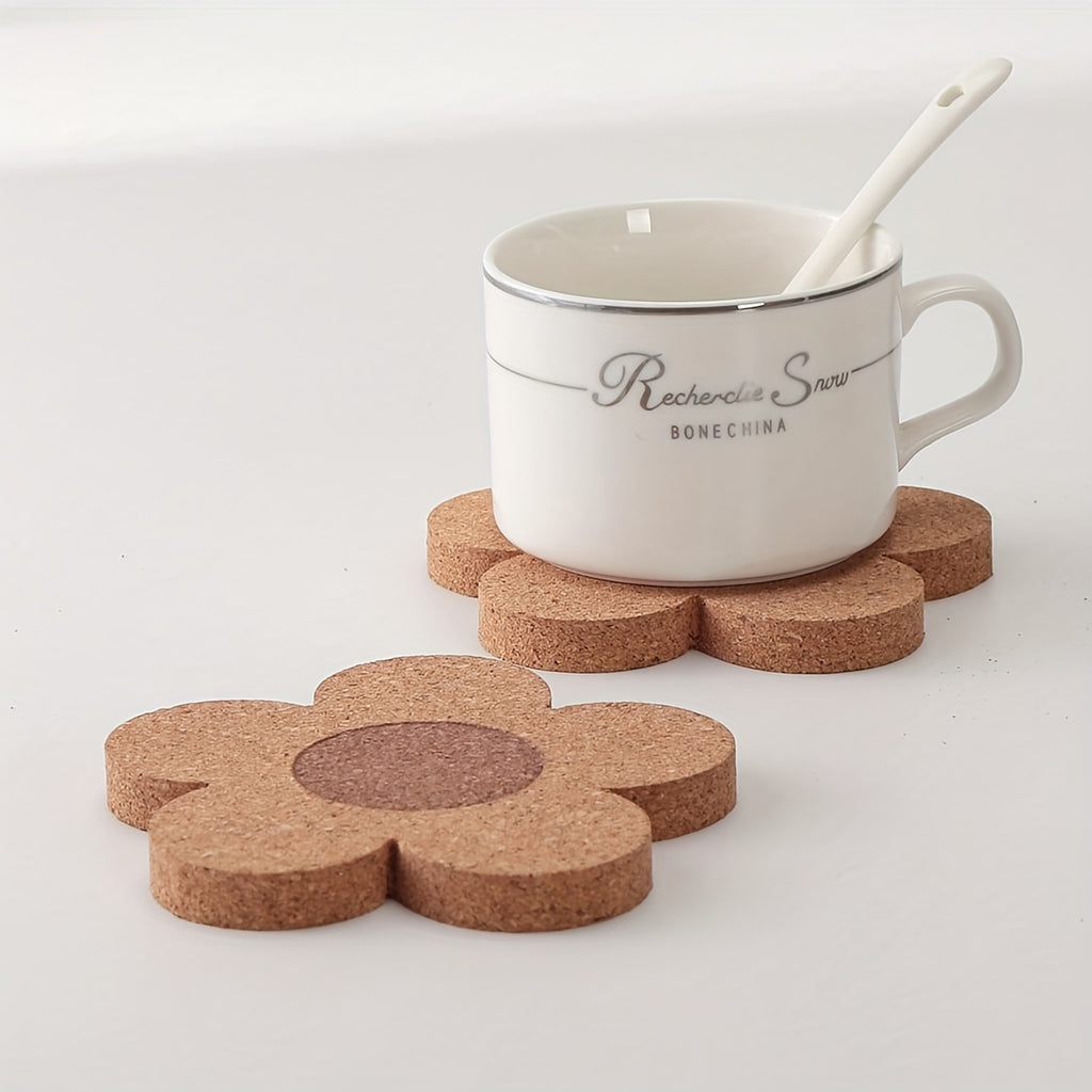 12pcs Floral Shape Cork Coaster