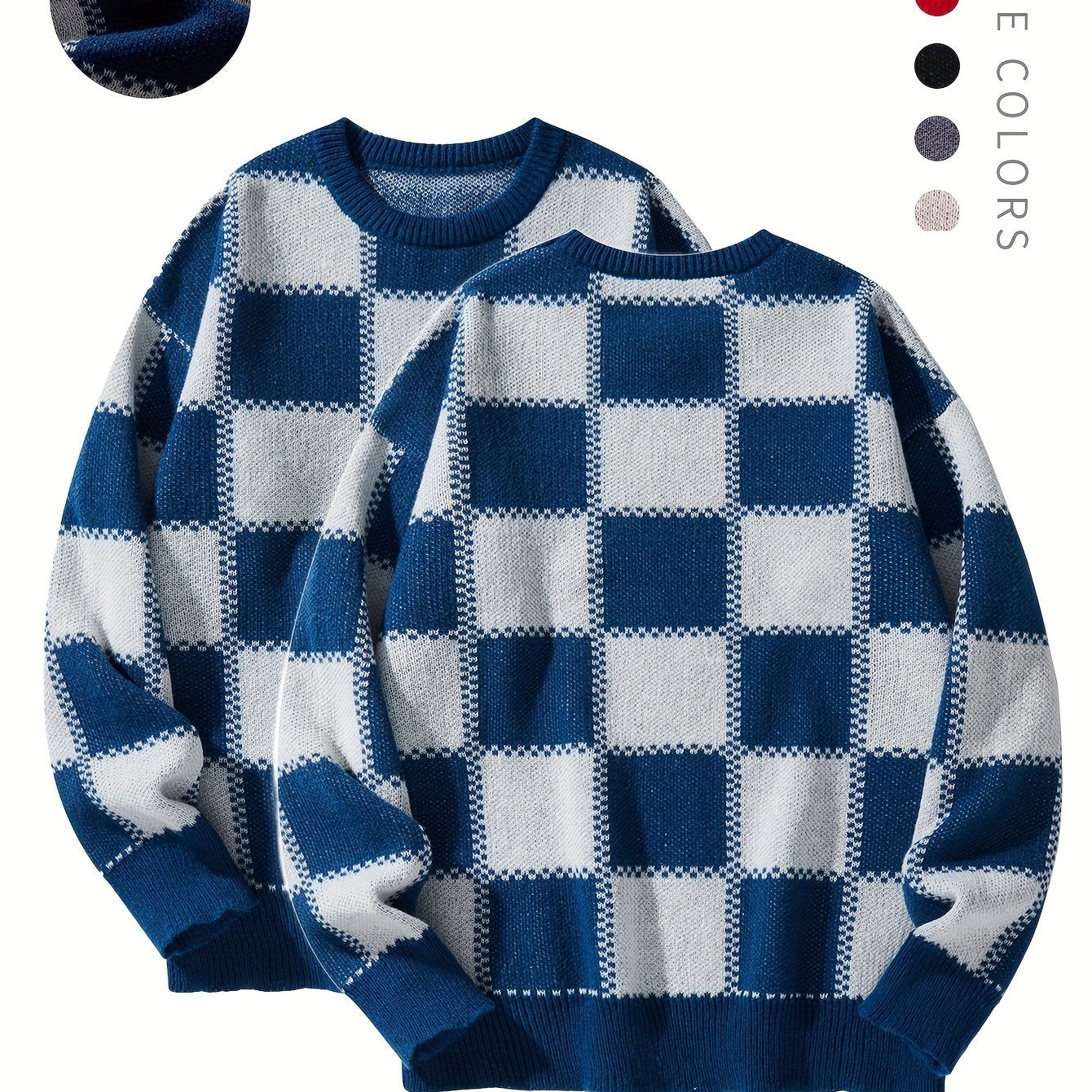 Checkered Knit Sweater