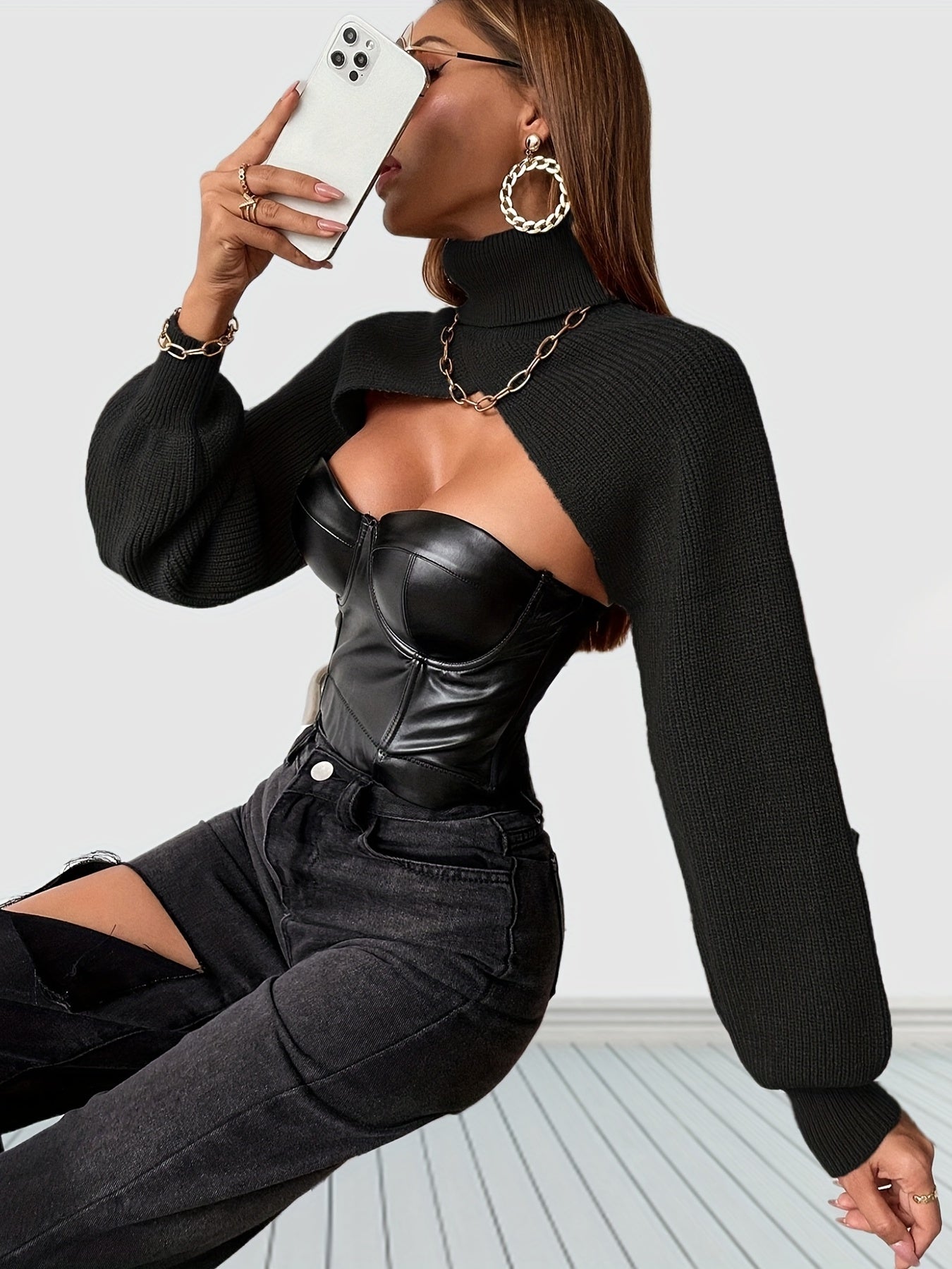 Turtle Neck Crop Sweater