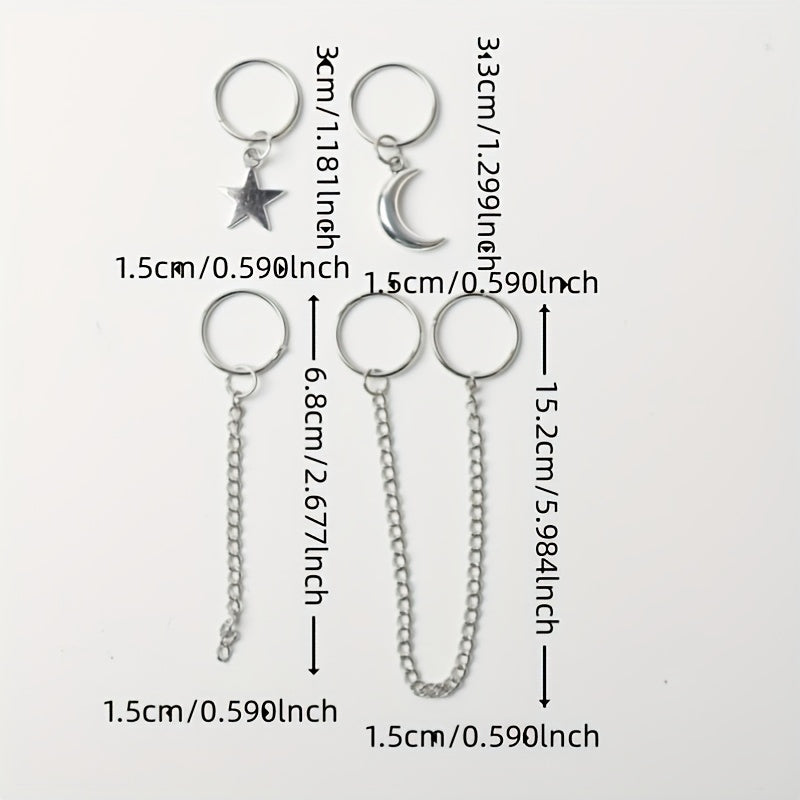 22 Pcs Star and Moon Hair Rings