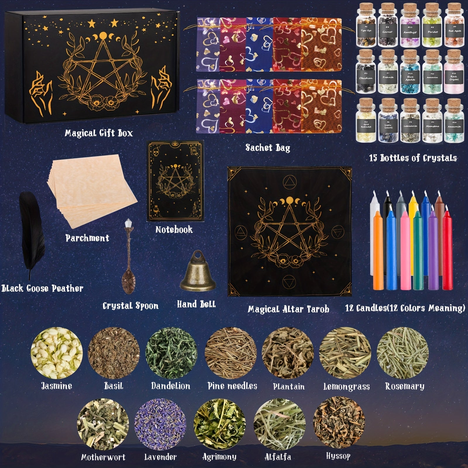 64pcs Witchcraft Supplies Kit