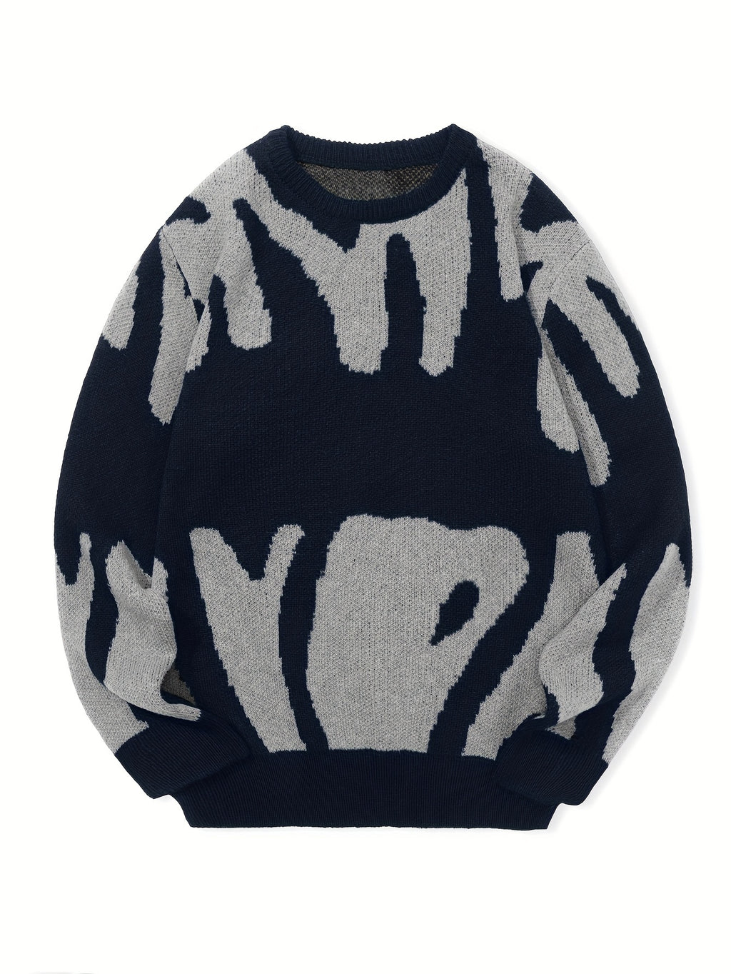 Knitted Letter Print Sweater