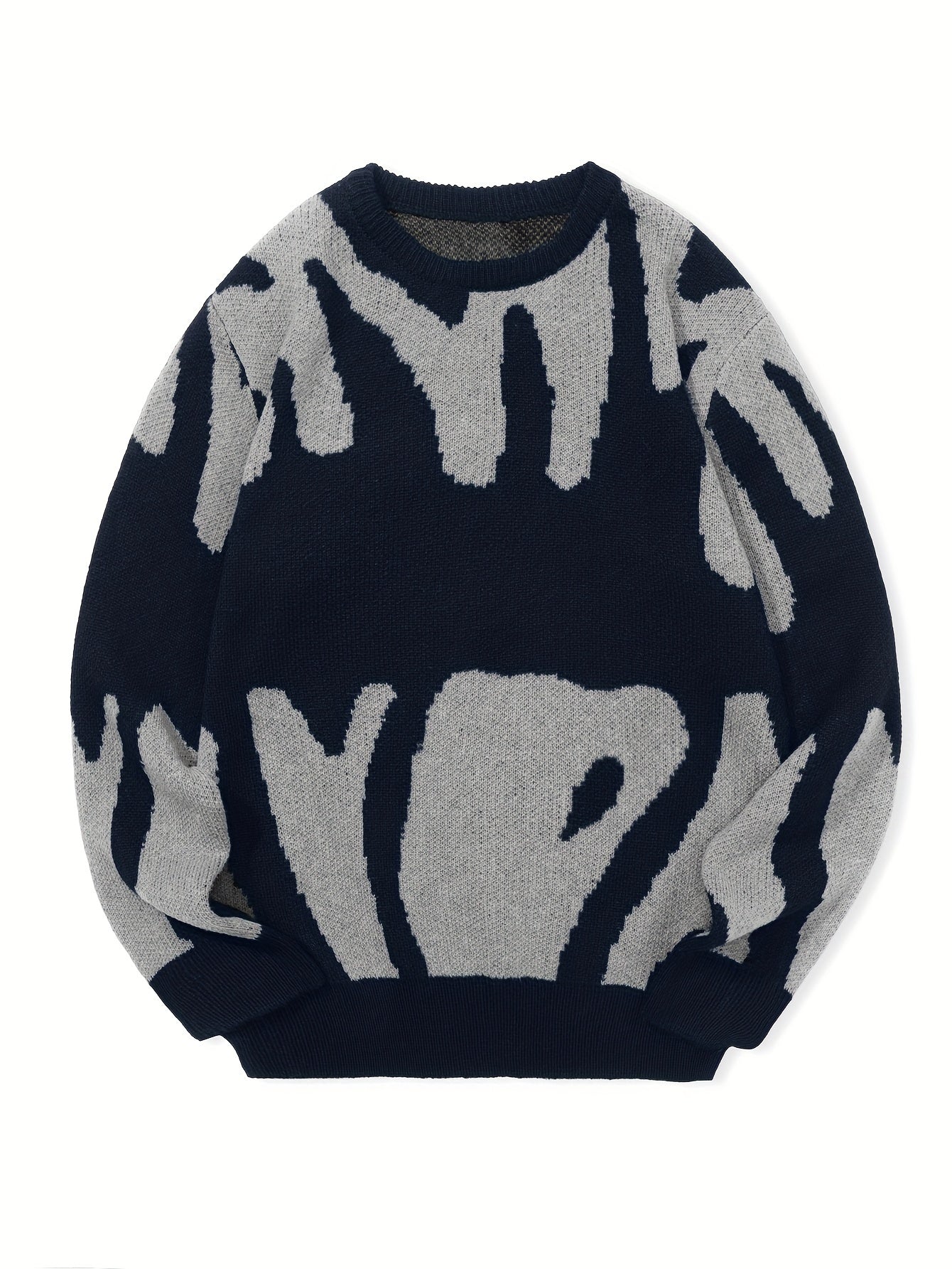 Knitted Letter Print Sweater