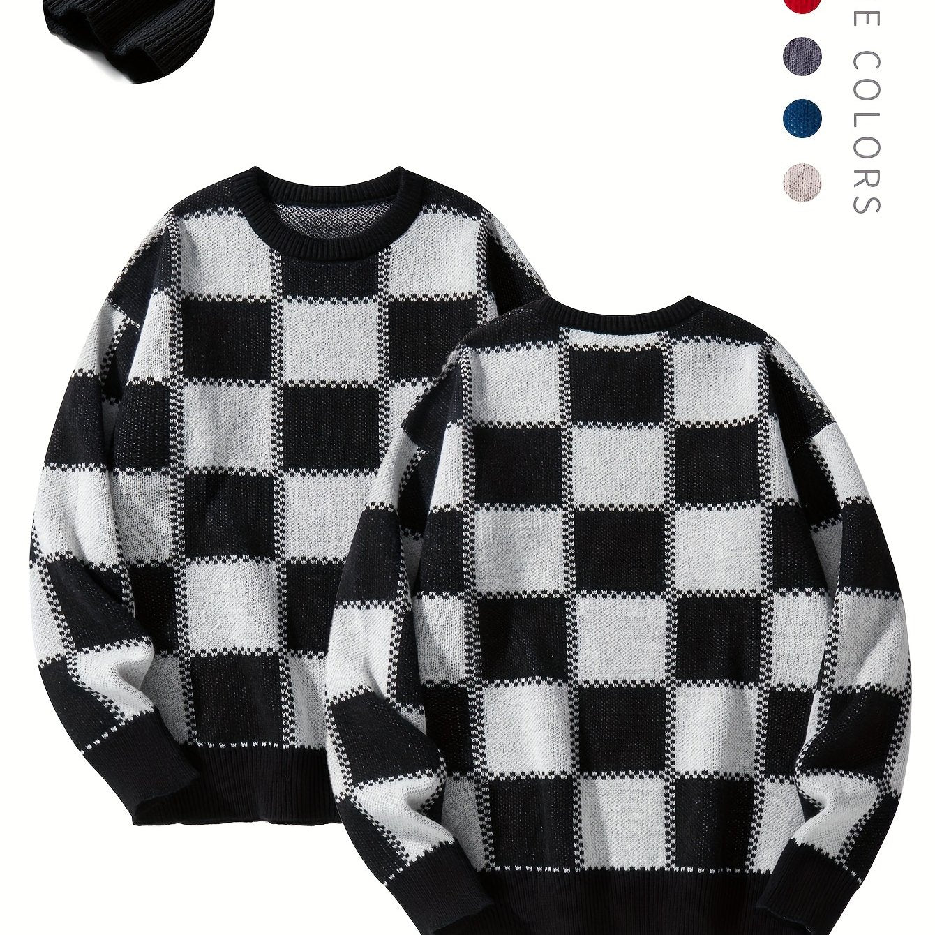 Checkered Knit Sweater
