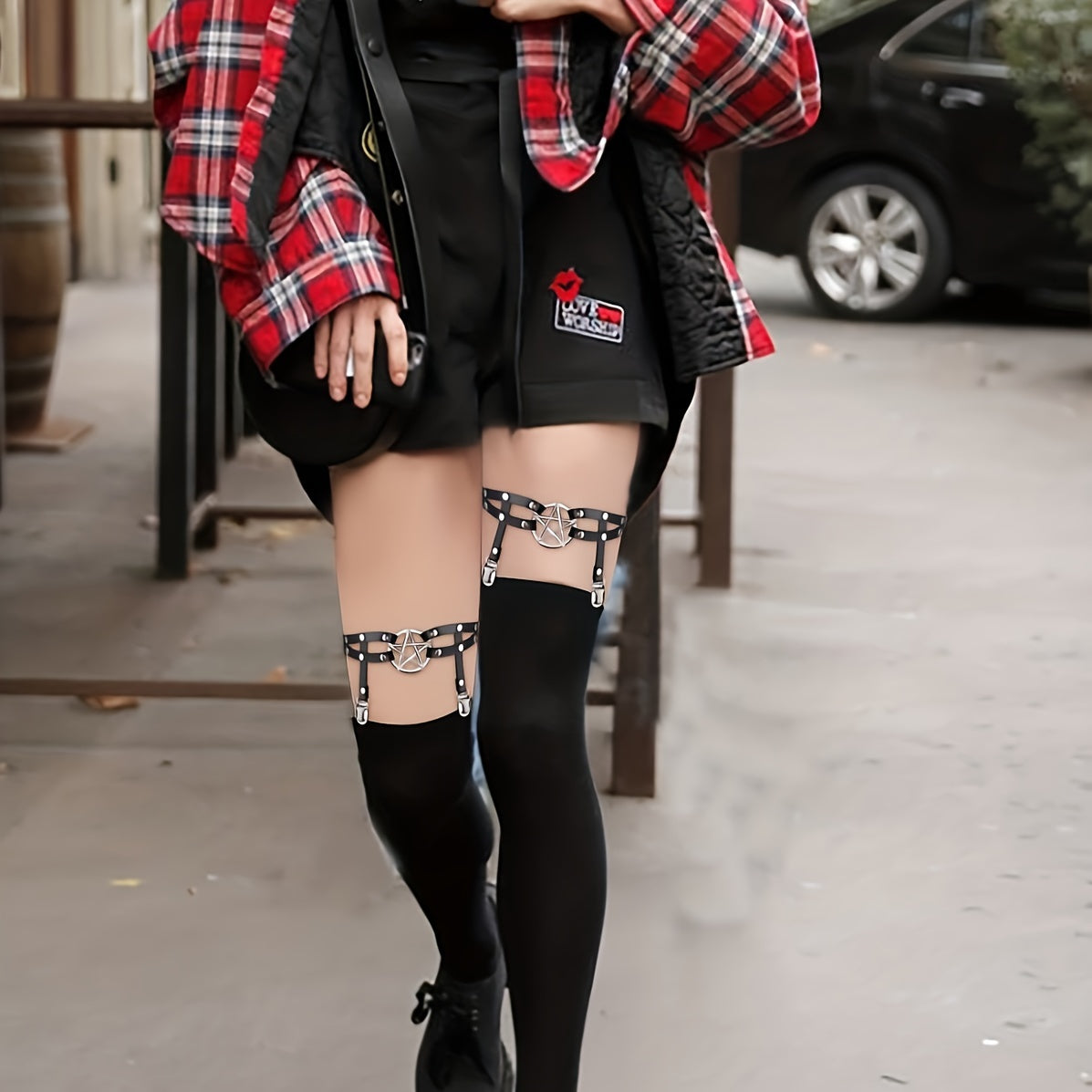 6-Piece Set Adjustable Elastic PU Leather Garter