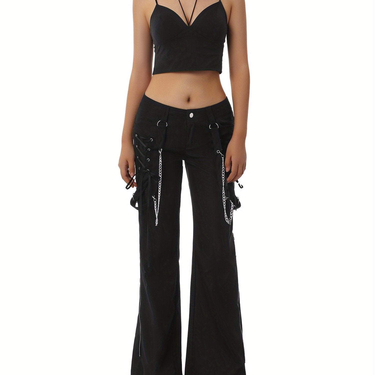 Tied UP Low-Waist Wide-leg Trousers