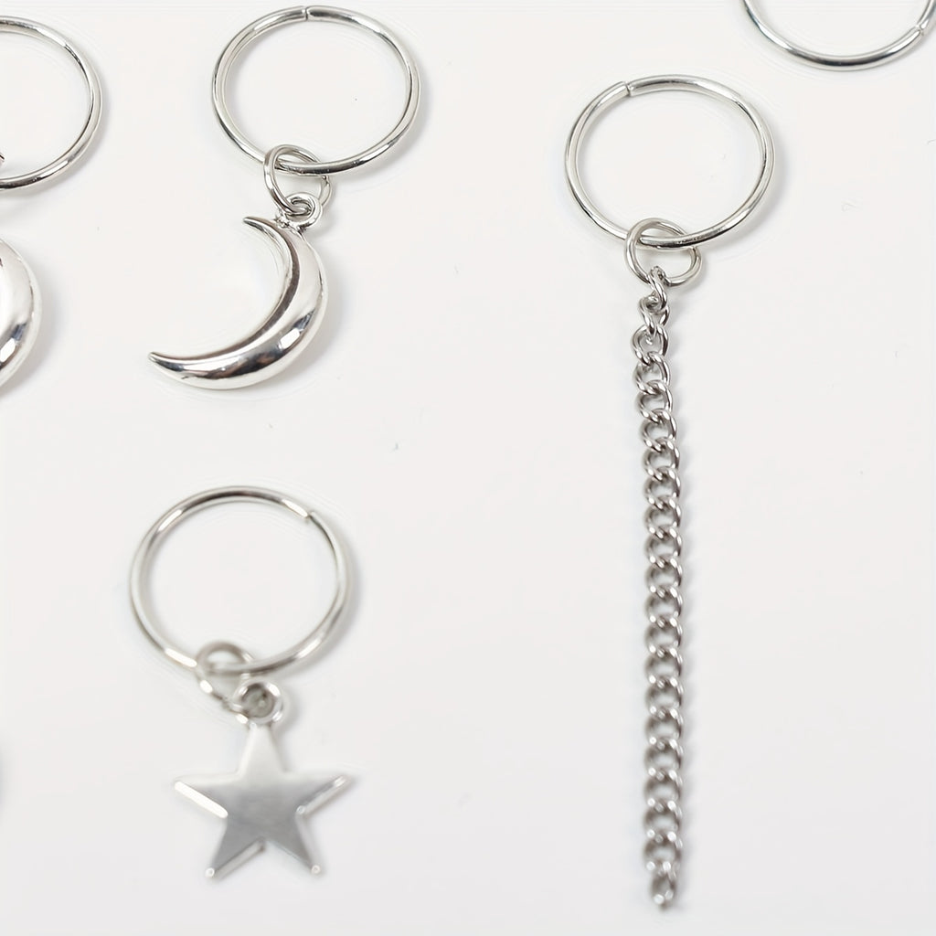 22 Pcs Star and Moon Hair Rings
