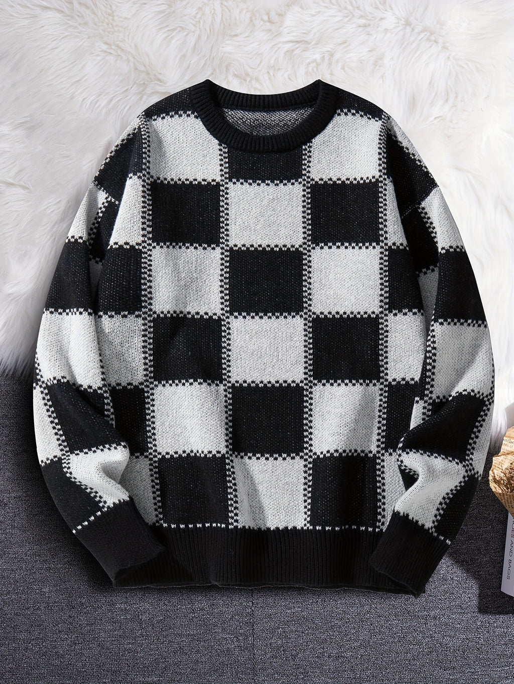Checkered Knit Sweater