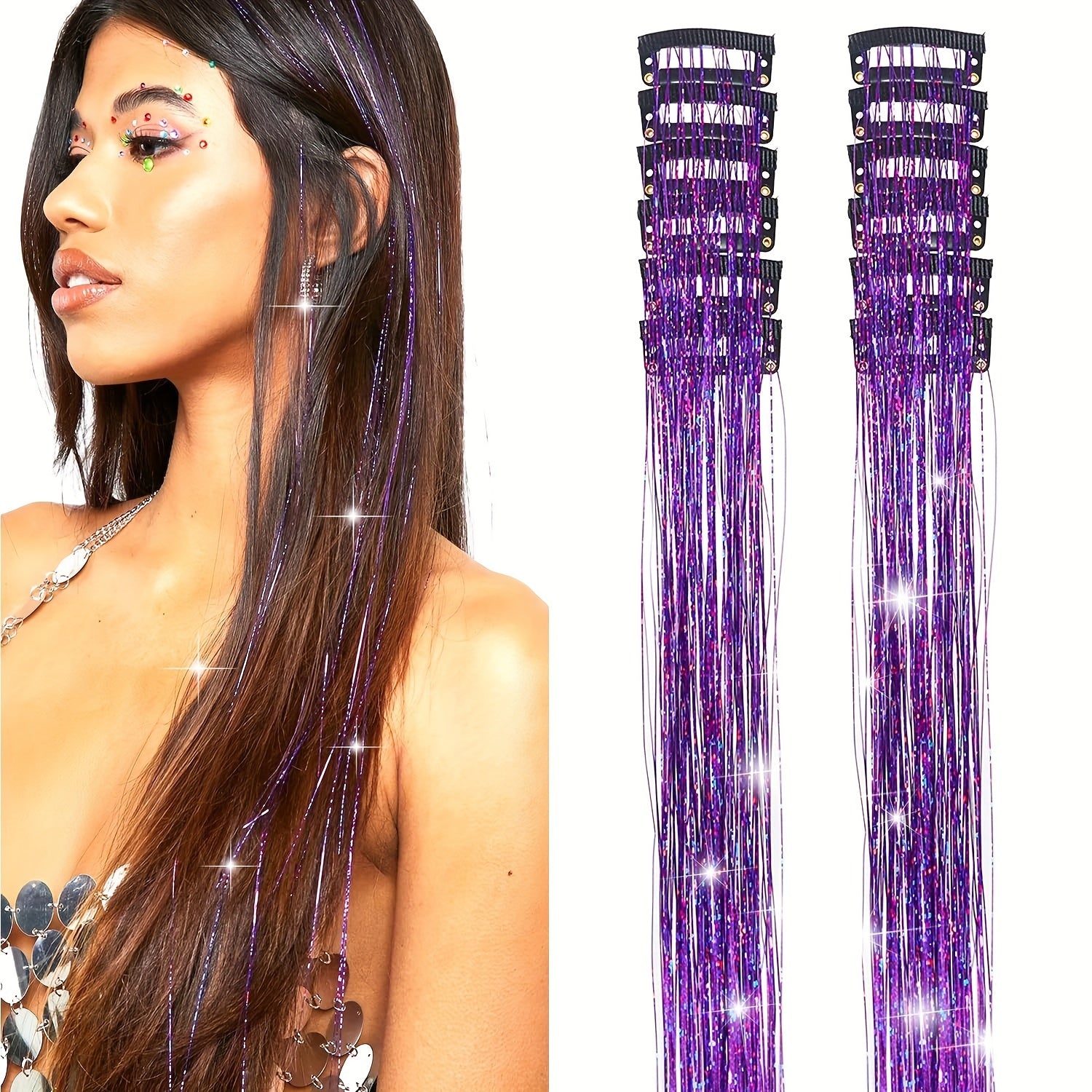 12Pcs Hair Tinsel Clips