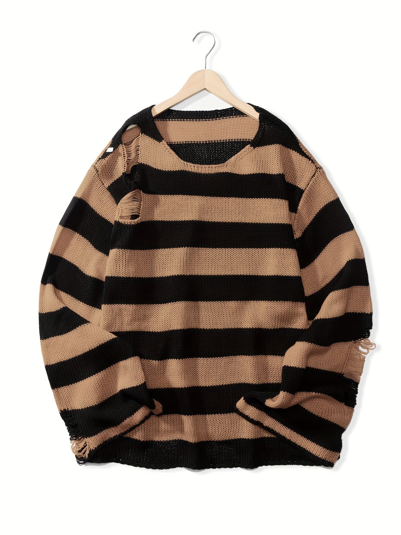 Retro Ripped Striped Sweater