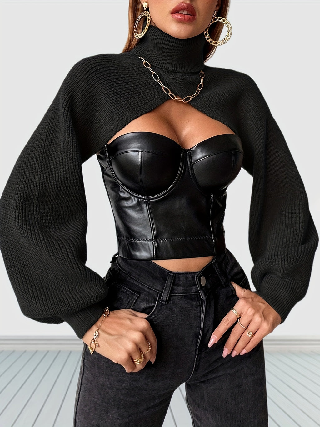 Turtle Neck Crop Sweater