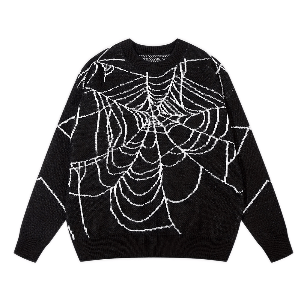 Spider Web Pattern Knitted Sweater