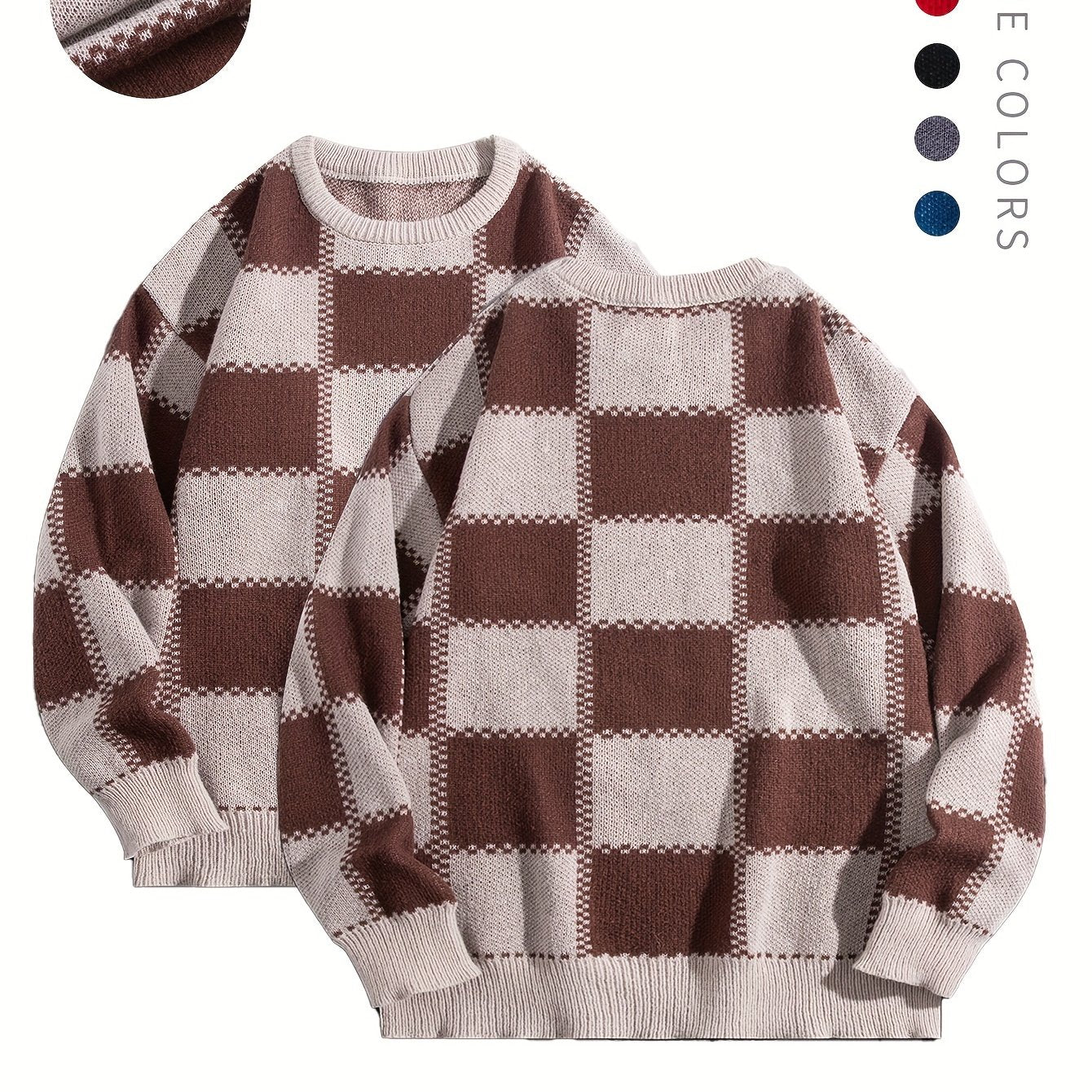Checkered Knit Sweater