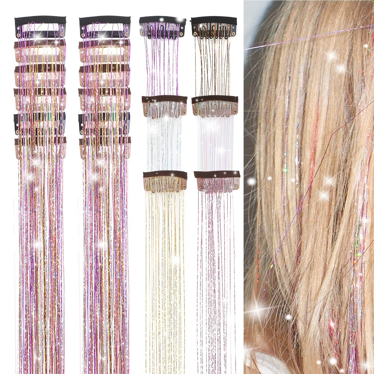 12Pcs Hair Tinsel Clips