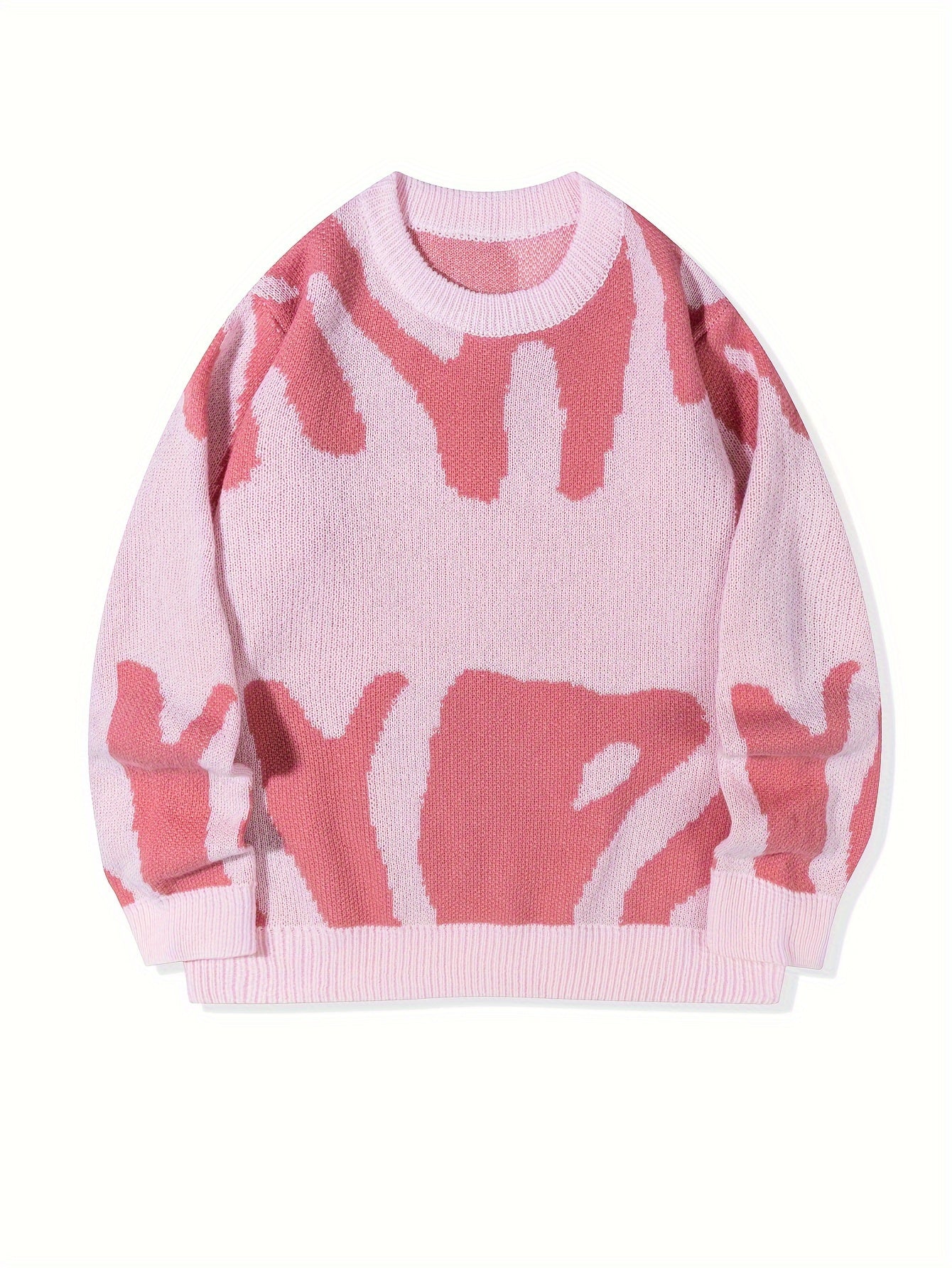 Knitted Letter Print Sweater