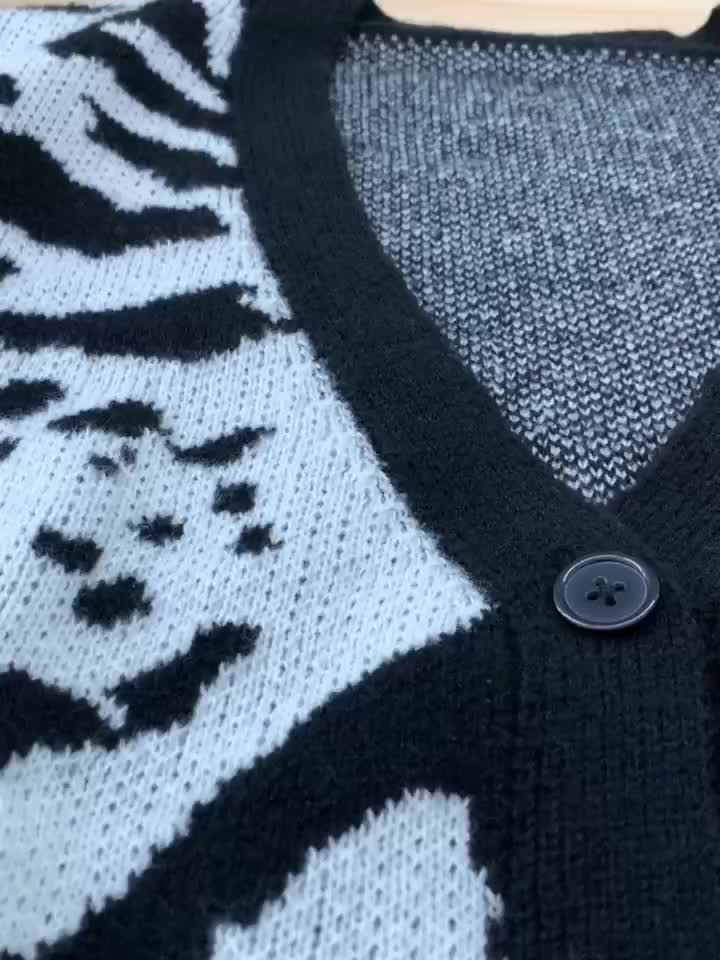 Skeleton Print Knit Cardigan