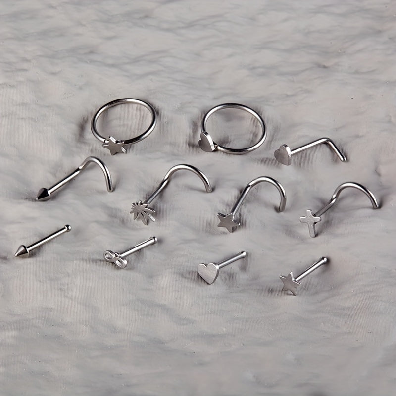 11PCS 316L Stainless Steel Nose Ring Set
