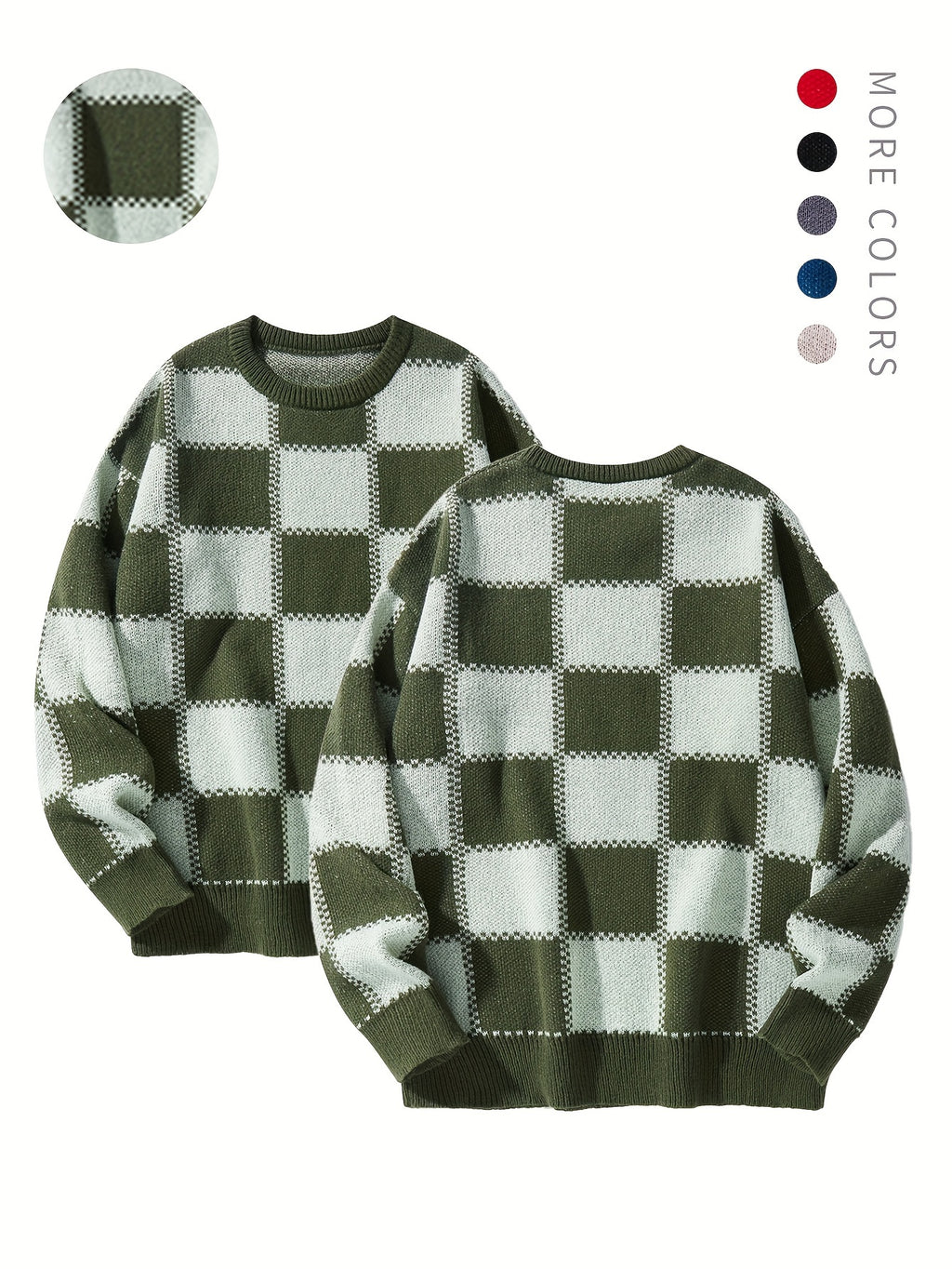 Checkered Knit Sweater