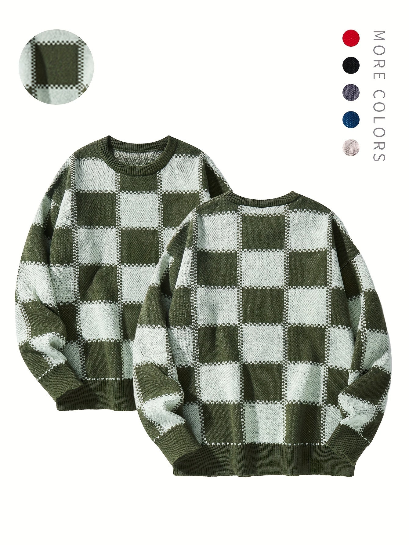Checkered Knit Sweater