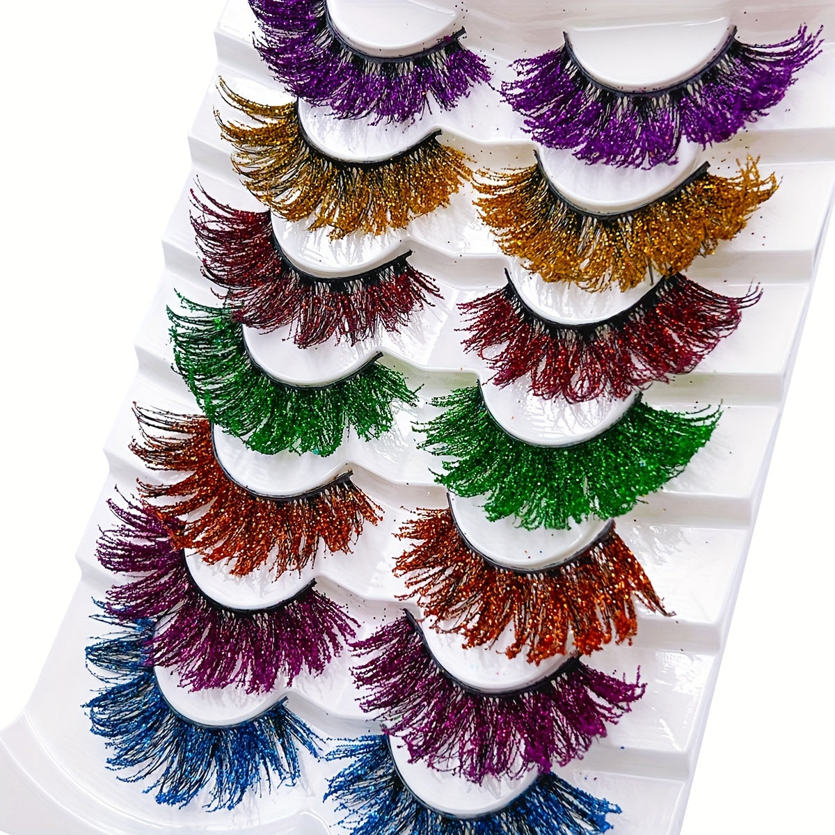 7 Pairs False Glittler Lashes