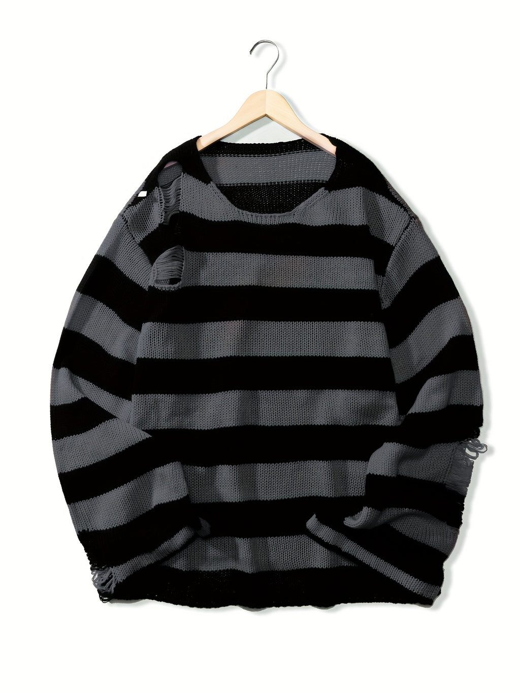Retro Ripped Striped Sweater
