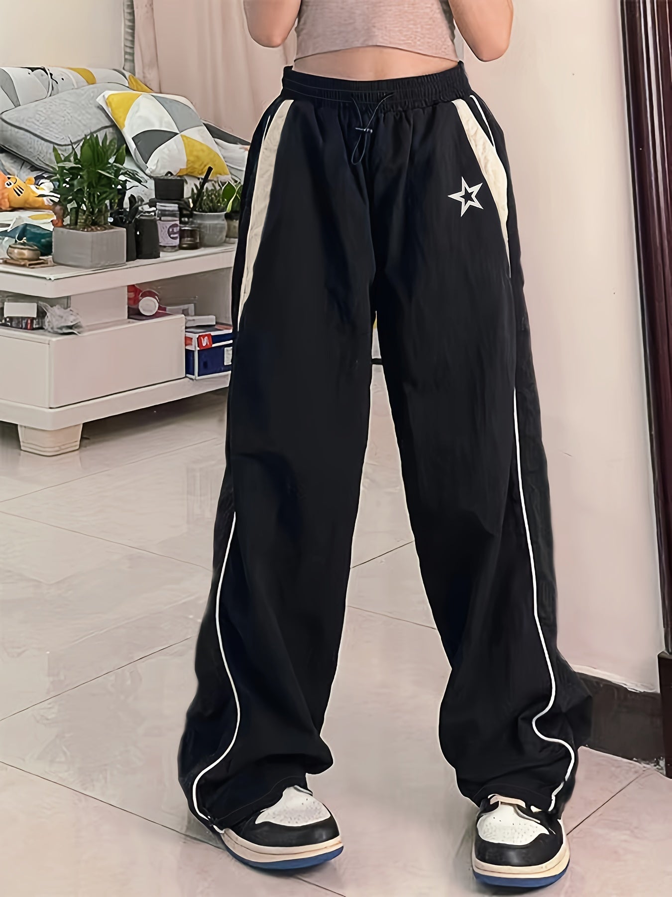 Star Print Loose Sweat Pants