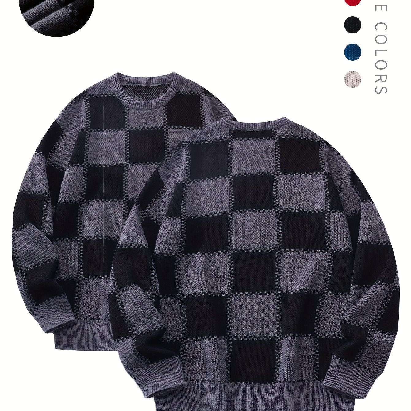 Checkered Knit Sweater