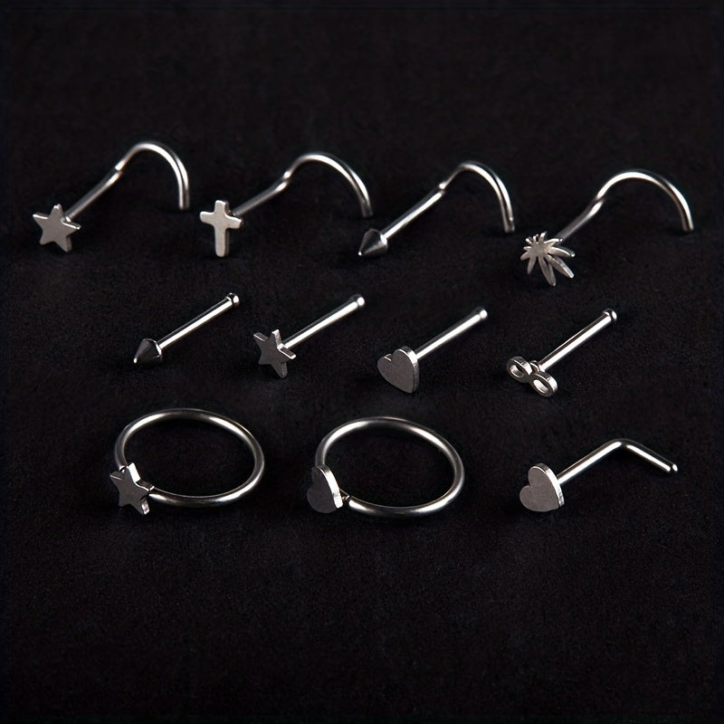 11PCS 316L Stainless Steel Nose Ring Set