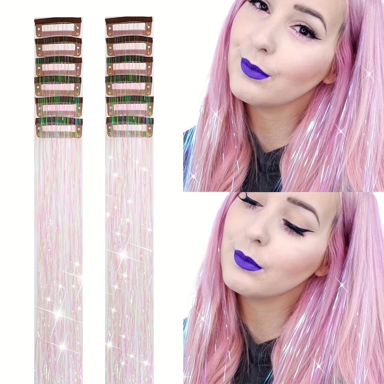 12Pcs Hair Tinsel Clips