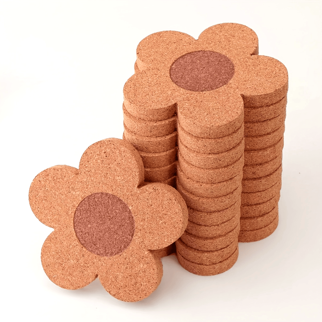 12pcs Floral Shape Cork Coaster